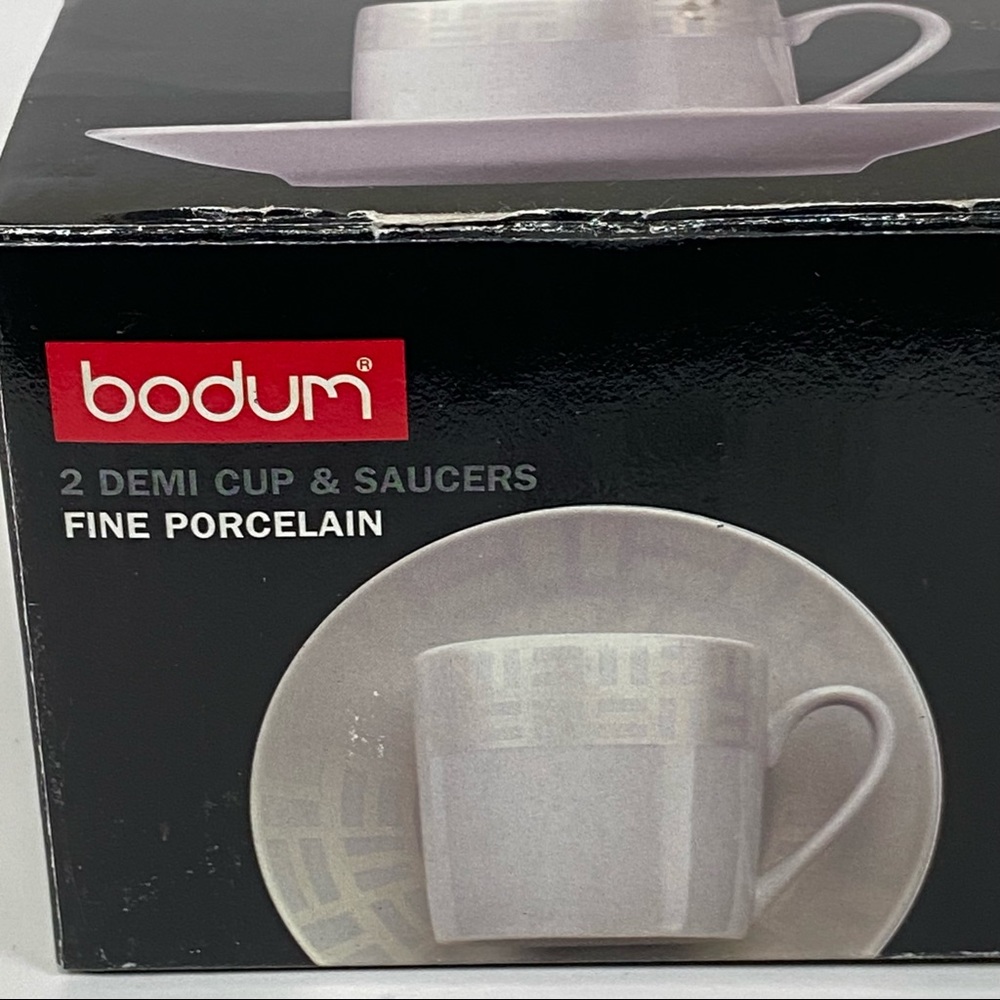 Bodum Fine Porcelain 2 Demi Cups and Saucers